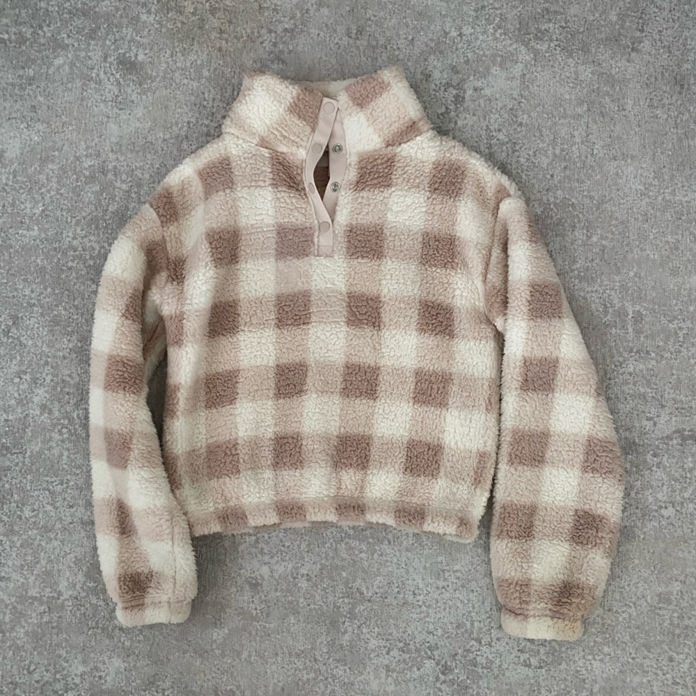 SO Plaid Sherpa Pullover (S)